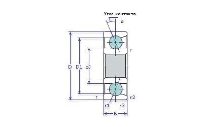 Схема підшипника 46211 (7211)